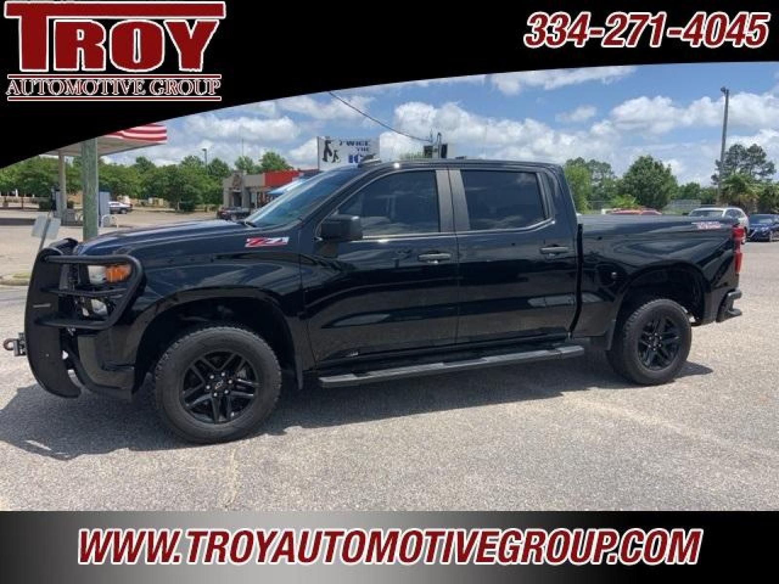 2021 Black /Jet Black Chevrolet Silverado 1500 Custom Trail Boss (3GCPYCEF1MG) with an EcoTec3 5.3L V8 engine, Automatic transmission, located at 6812 Atlanta Hwy, Montgomery, AL, 36117, (334) 271-4045, 32.382118, -86.178673 - 1-Owner!!<br>Full Police Package Truck!!<br>Lights-Sirens-CB!!<br>HDX Brush Guard!!<br>Winch!!<br>Flip Up Bedcover!! - Photo #0